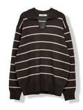 Maglione in maglia a righe di lana con scollo a V