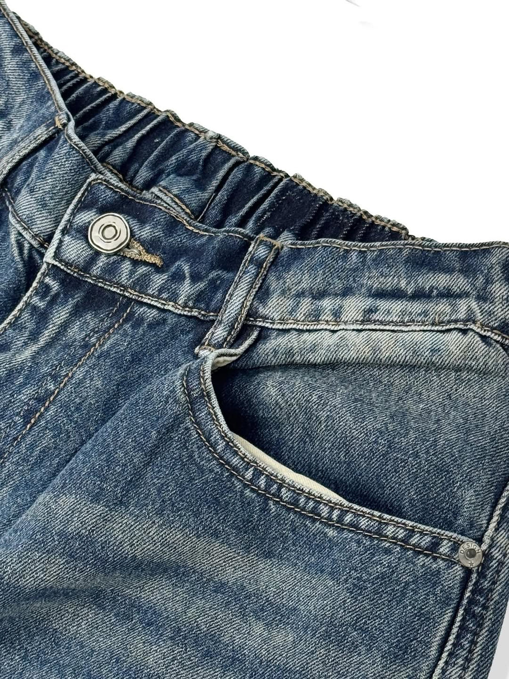 Pantaloni Larghi in Denim Carpenter con Strappi Consistenti