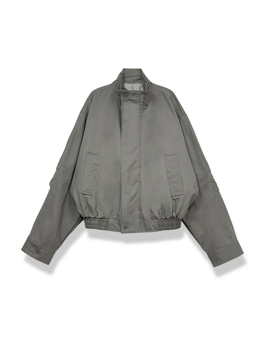 Blouson in twill di cotone con zip e collo alto