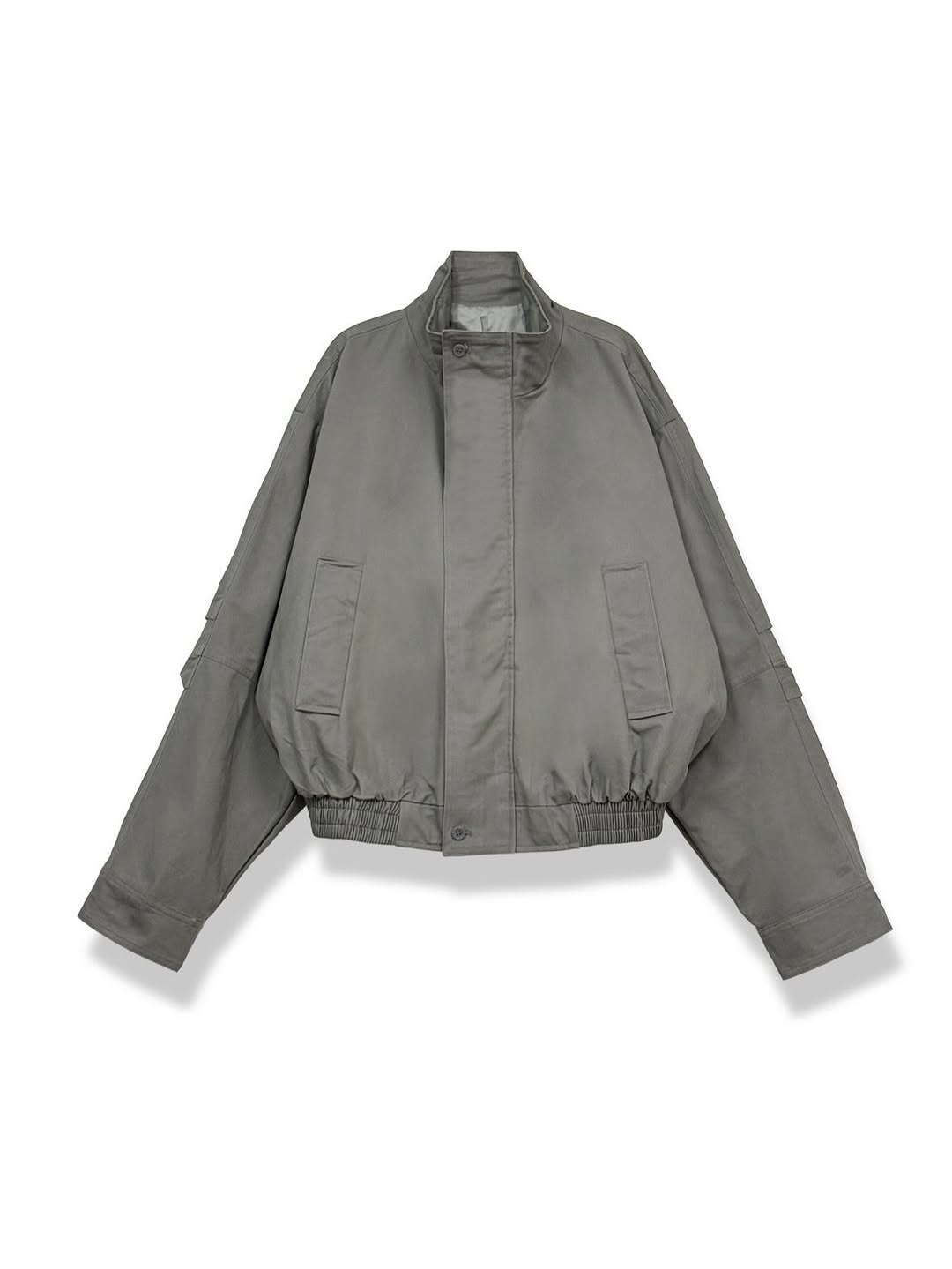 Blouson in twill di cotone con zip e collo alto