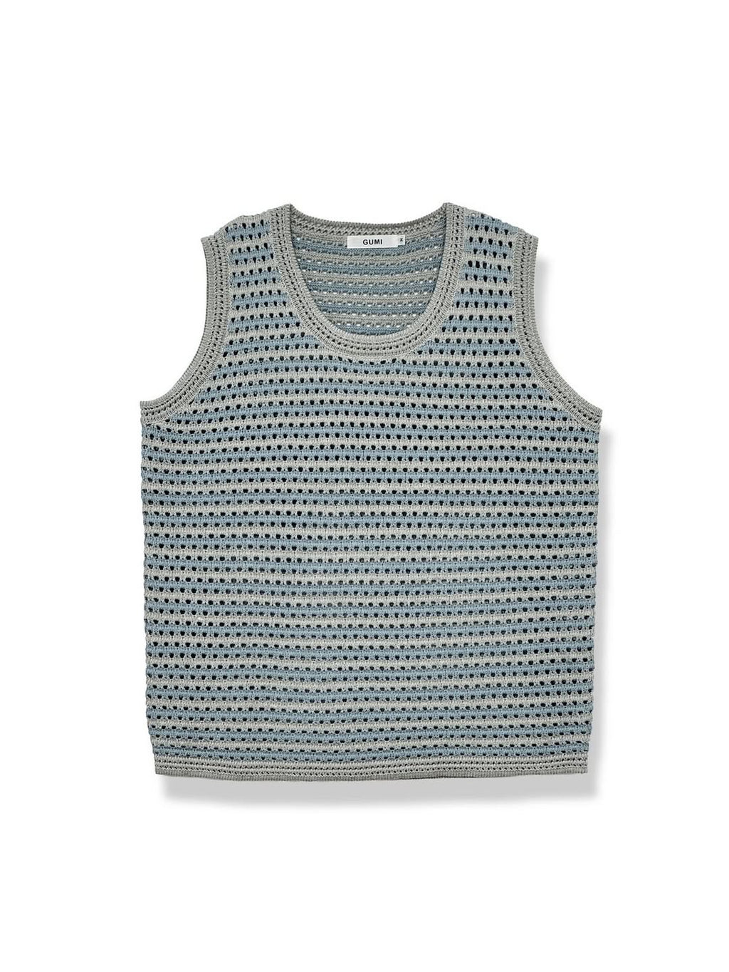 Gilet svasato a righe in maglia traforata