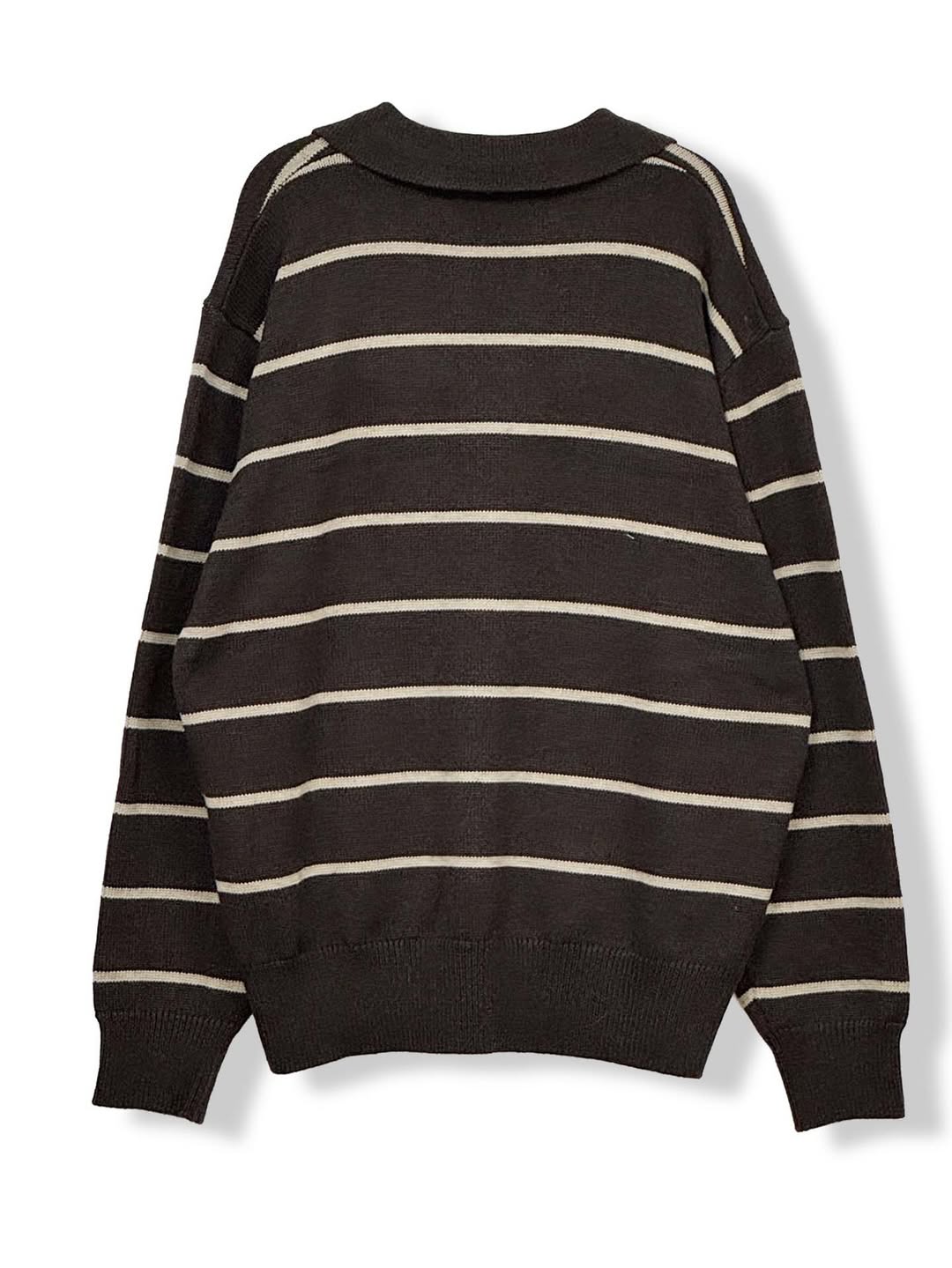 Maglione in maglia a righe di lana con scollo a V