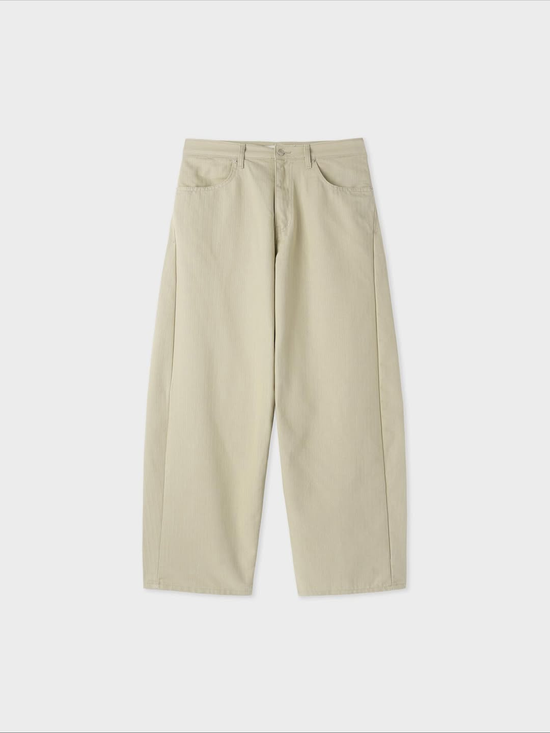 Pantaloni ampi in denim curvi a spina di pesce