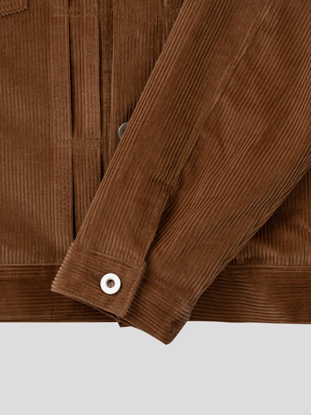 camel corduroy jacket sleeve and cuff detail