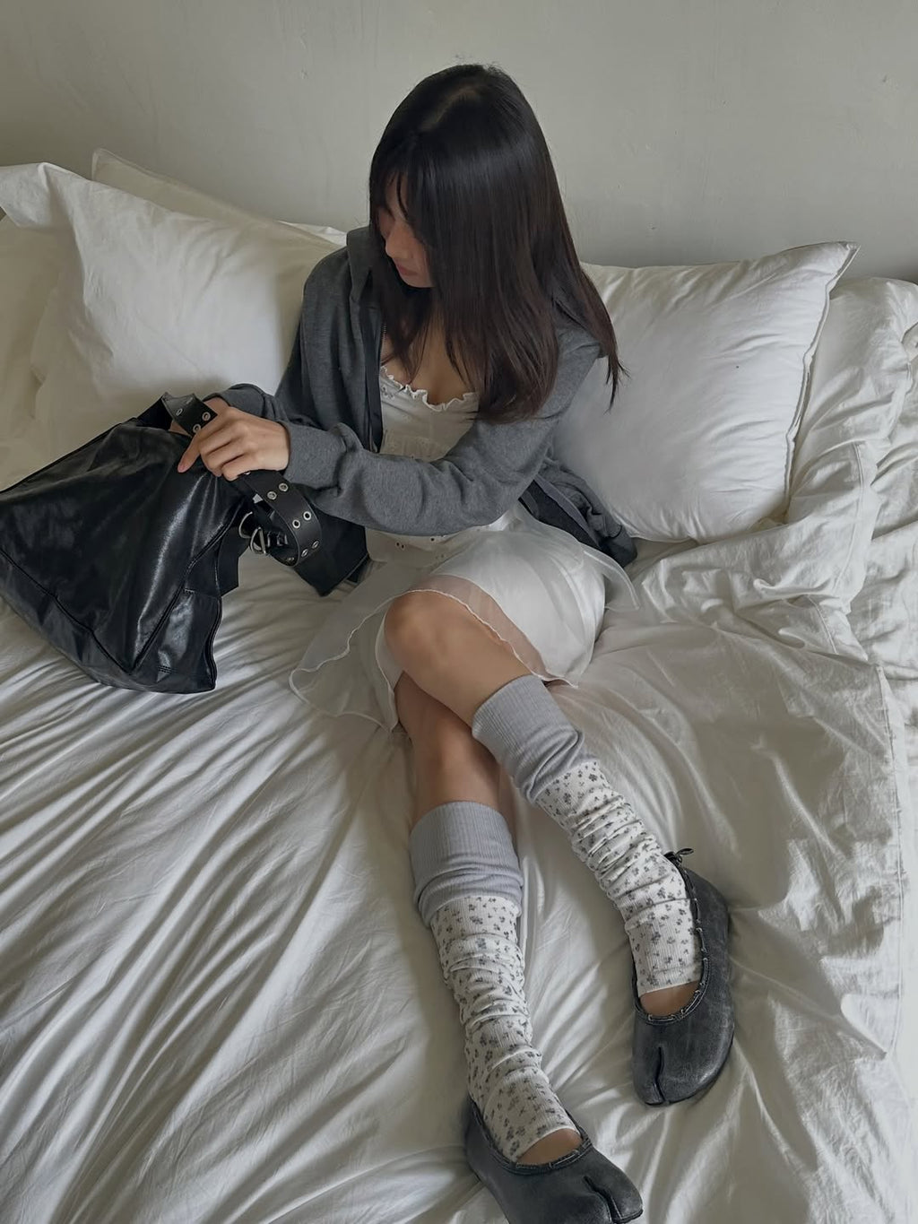 Excuse Floral Print Leg Warmers with Thumb Hole