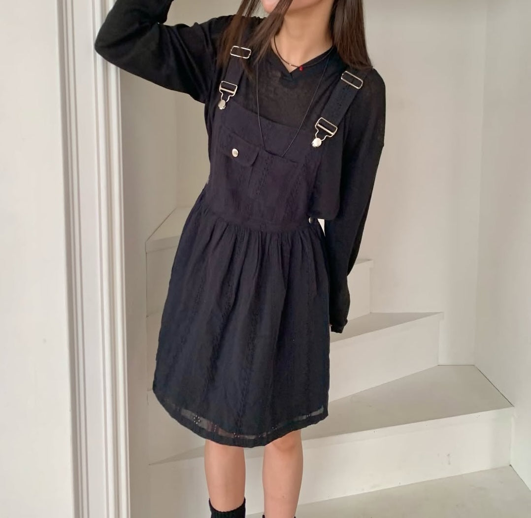 Eyelet Punching Lace Suspender Skirt