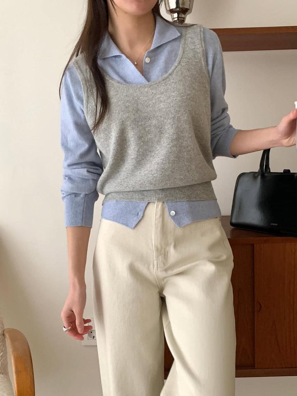 RingOfNoi Cashmere Wool Cropped Knit Vest