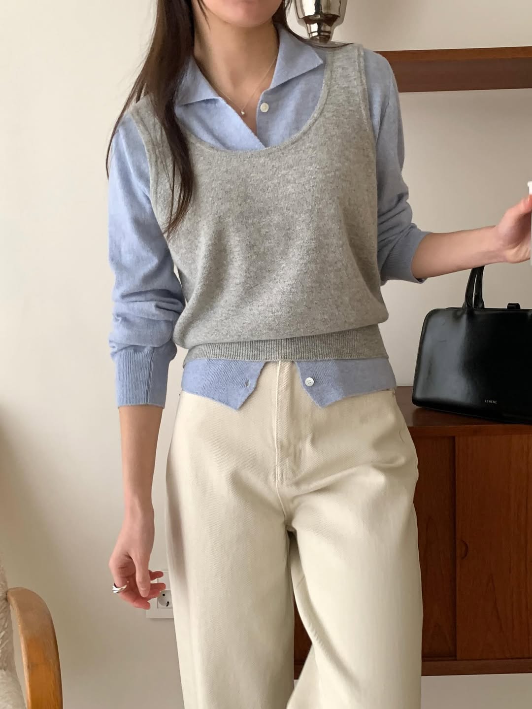 RingOfNoi Cashmere Wool Cropped Knit Vest