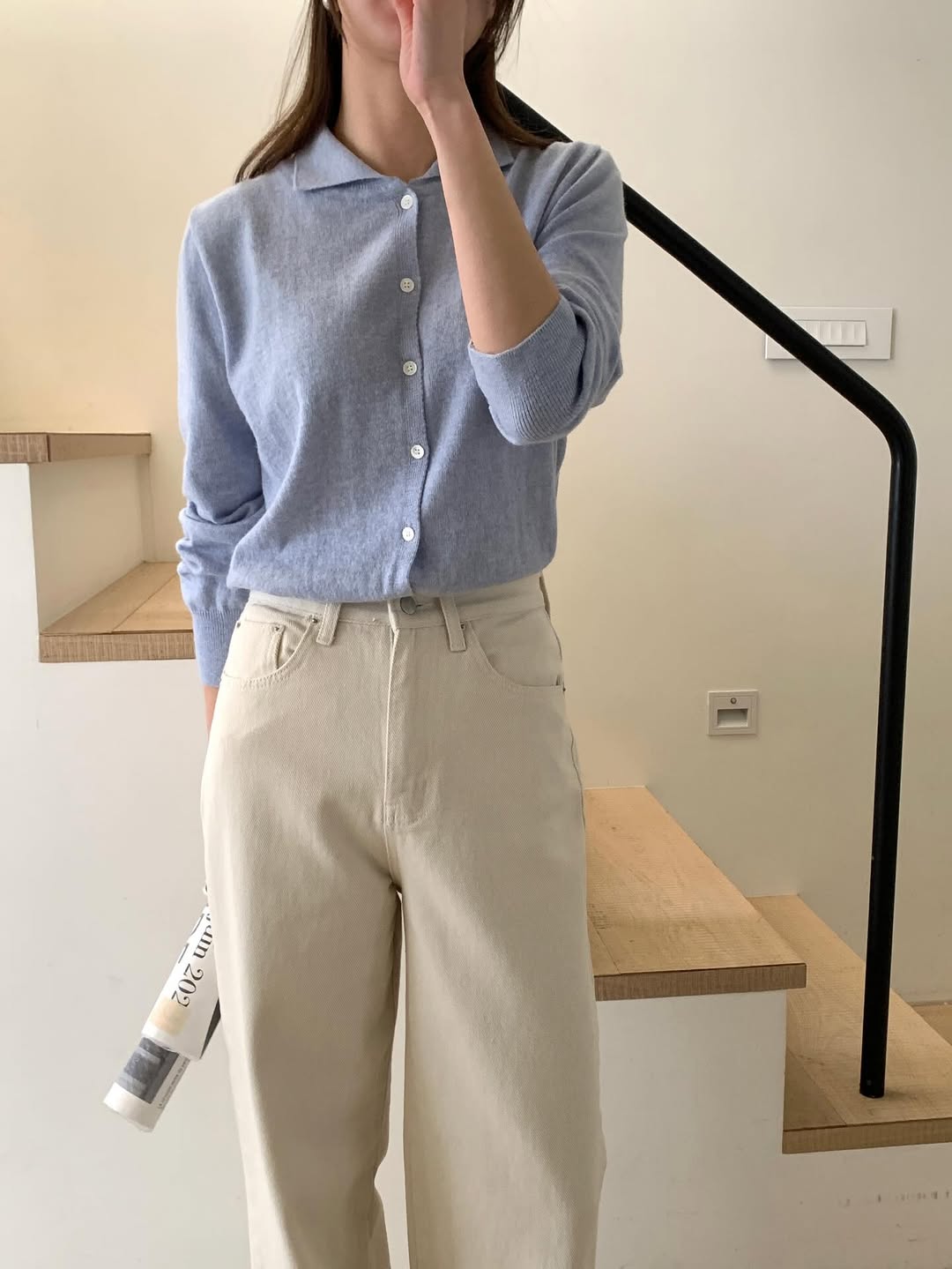 RingOfNoi Cashmere Collar Button-Front Knit Cardigan