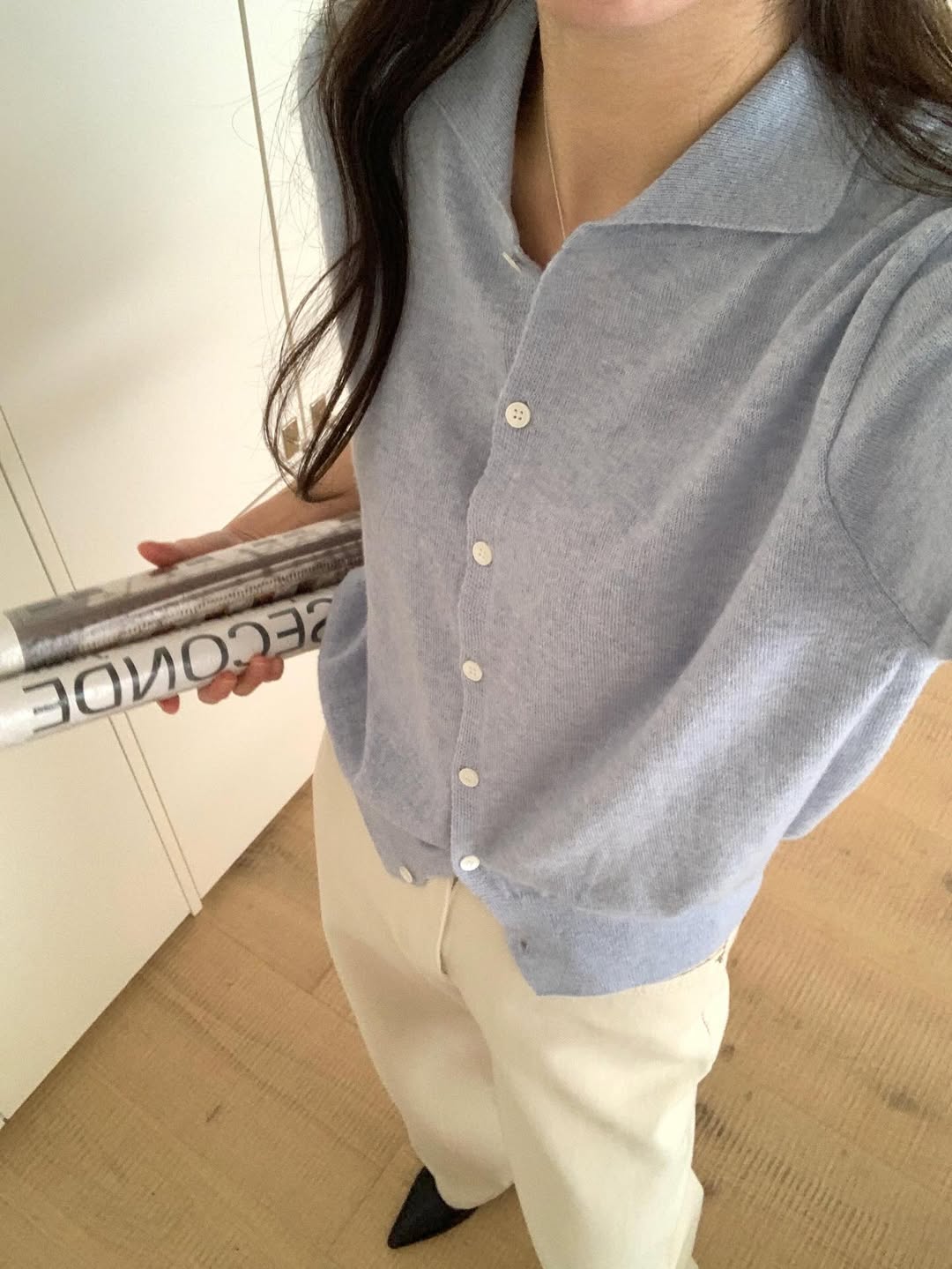 RingOfNoi Cashmere Collar Button-Front Knit Cardigan