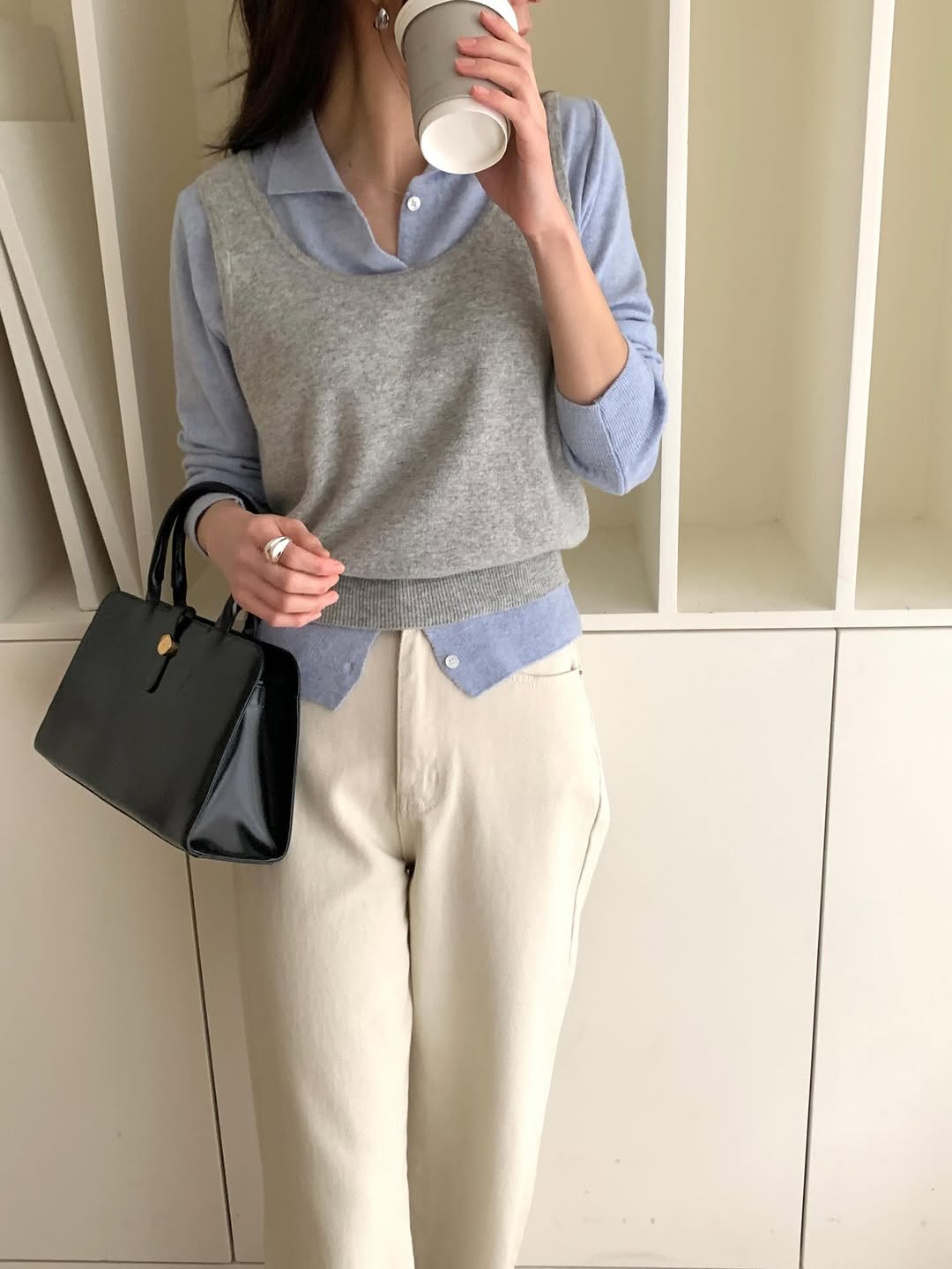 RingOfNoi Cashmere Wool Cropped Knit Vest