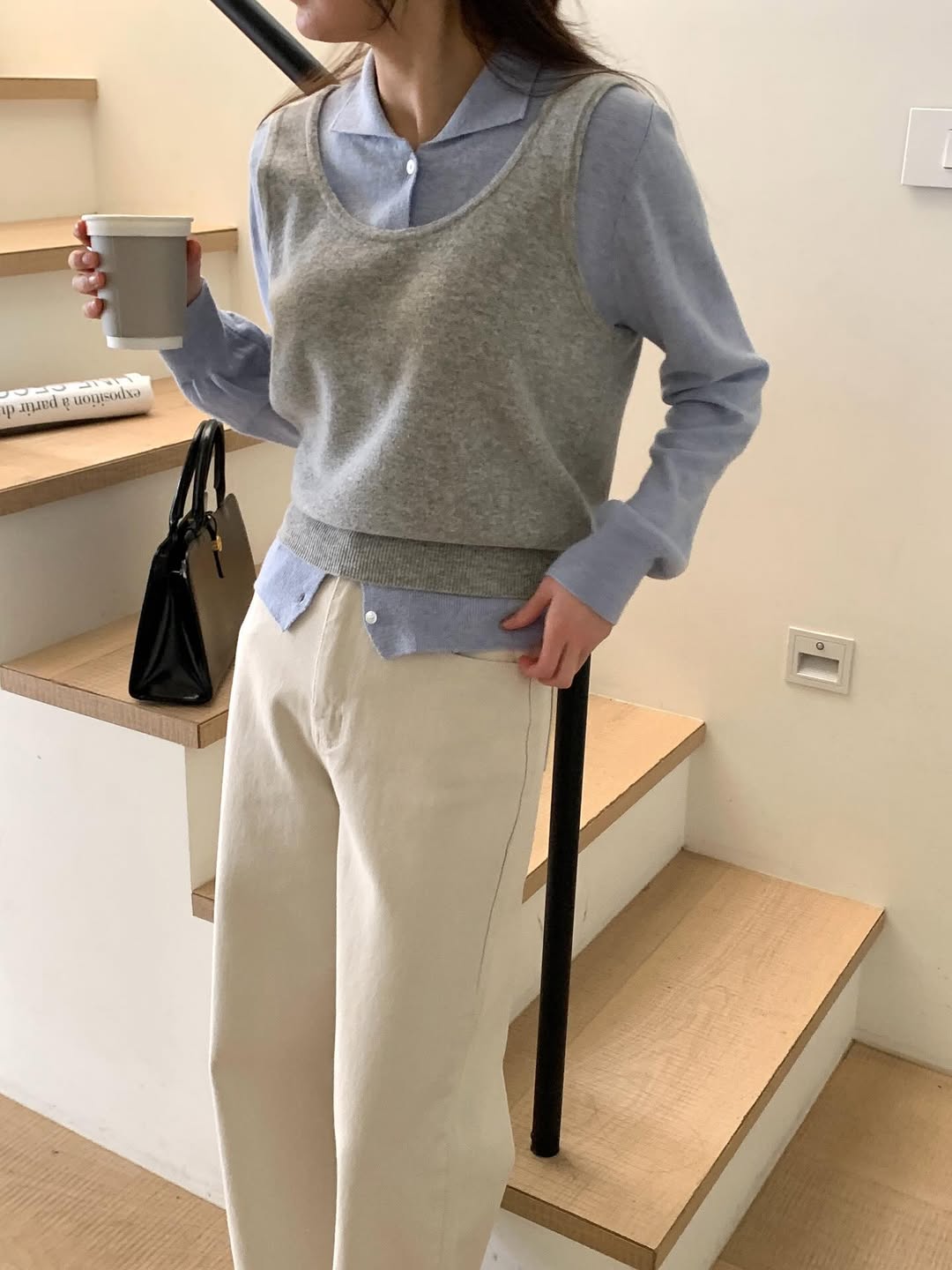 RingOfNoi Cashmere Wool Cropped Knit Vest