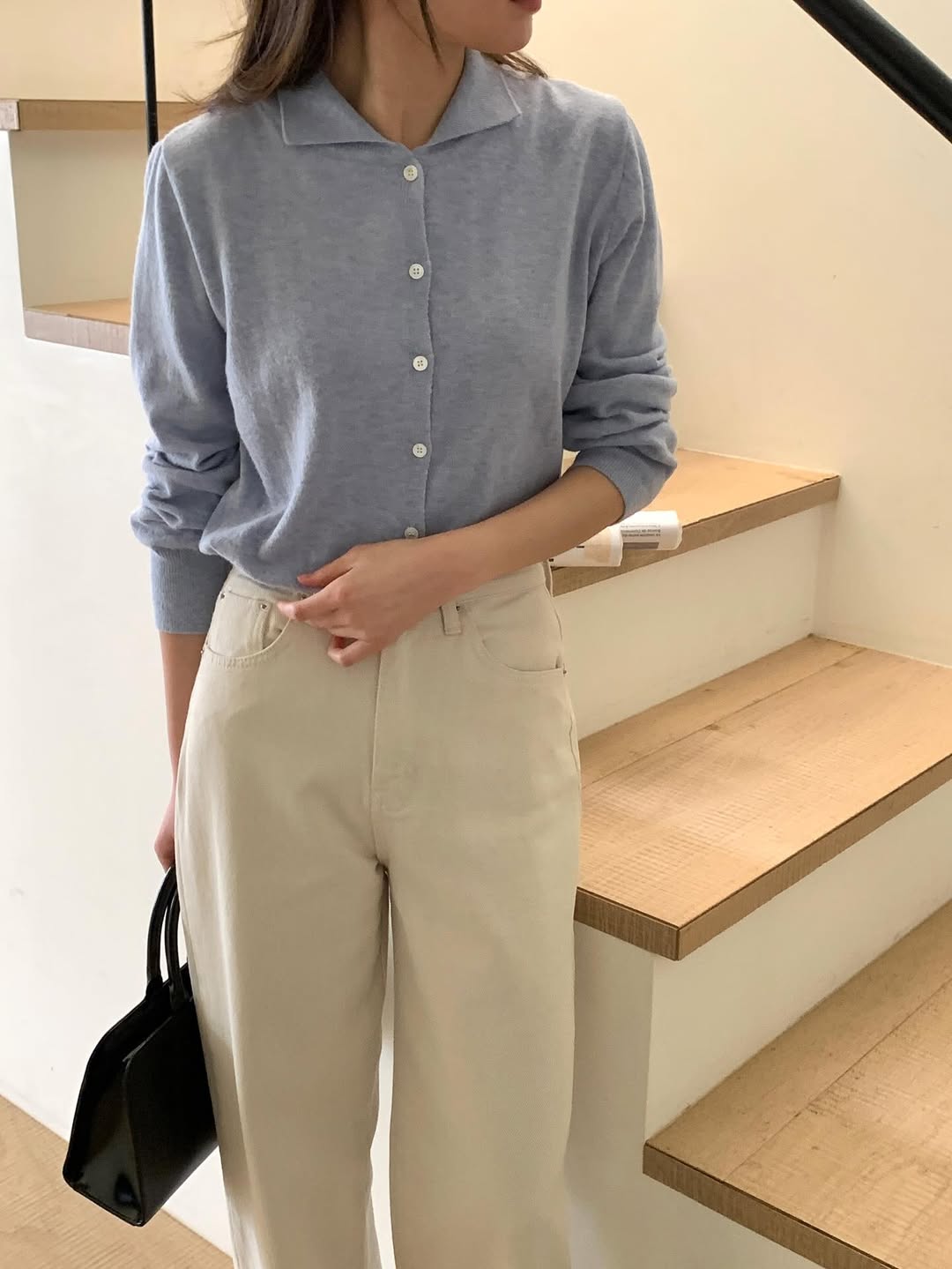 RingOfNoi Cashmere Collar Button-Front Knit Cardigan