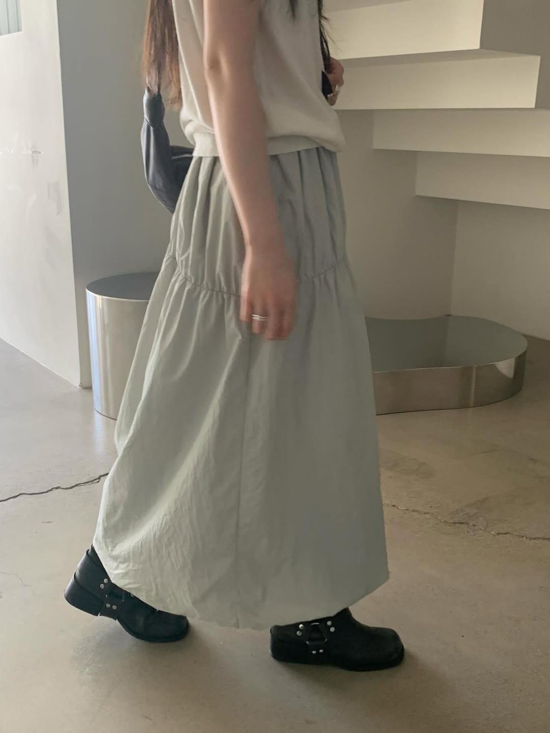 Jupe midi froncée