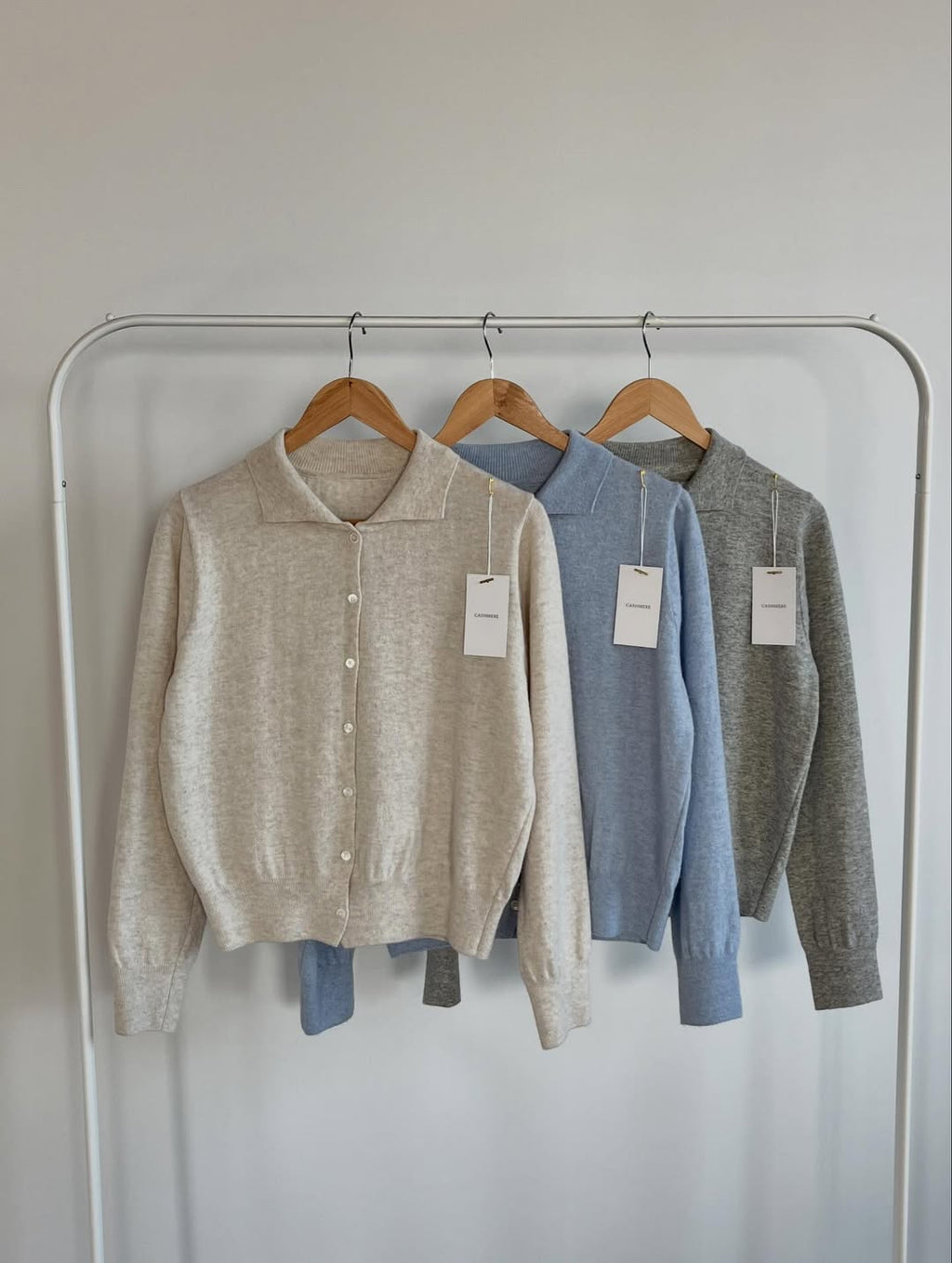 RingOfNoi Cashmere Collar Button-Front Knit Cardigan