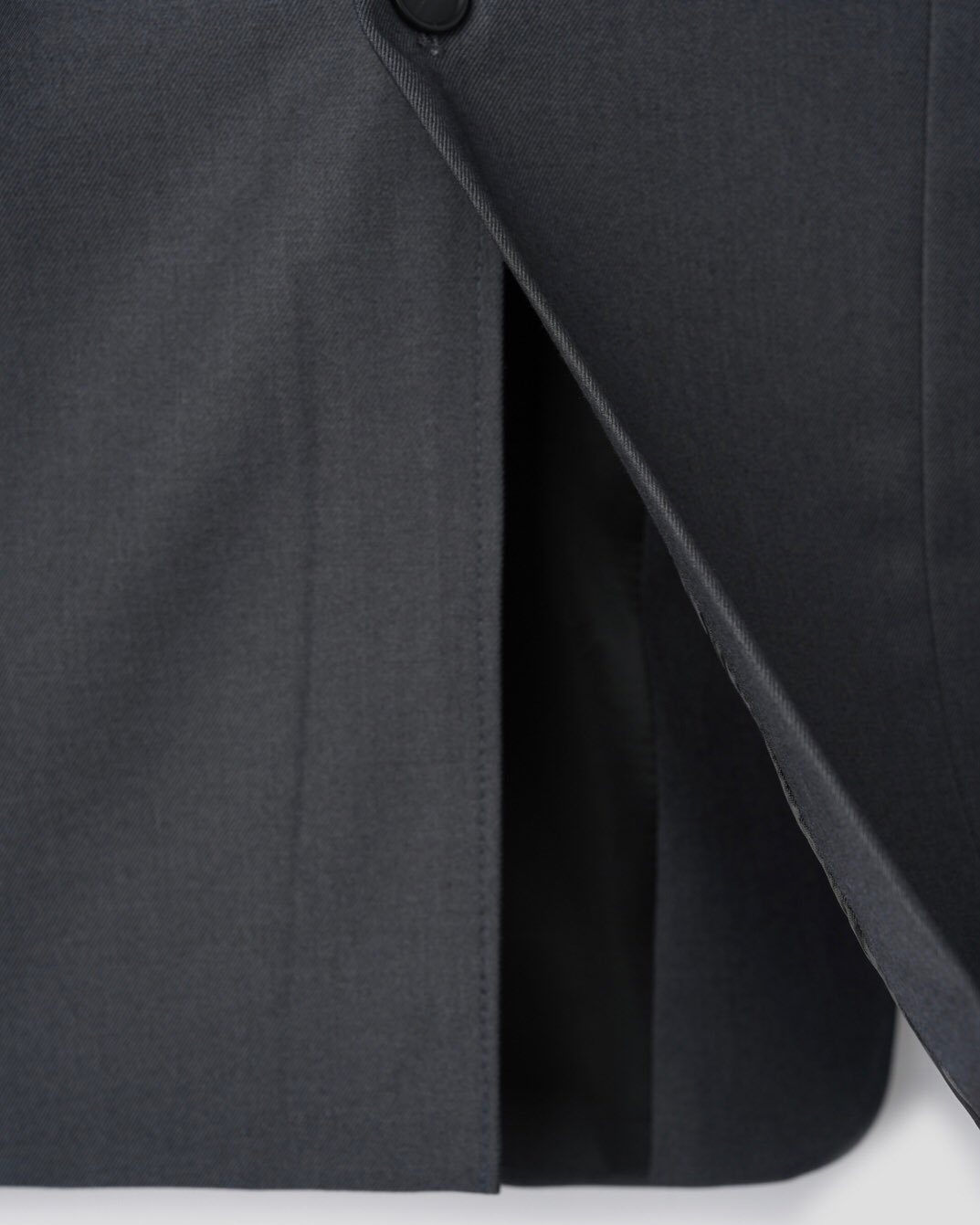 Corkage oversized single button blazer in Charcoal, full lining and Corkage brand label interior close-up