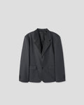 Corkage oversized single button blazer in Charcoal, sleeve button detail close-up