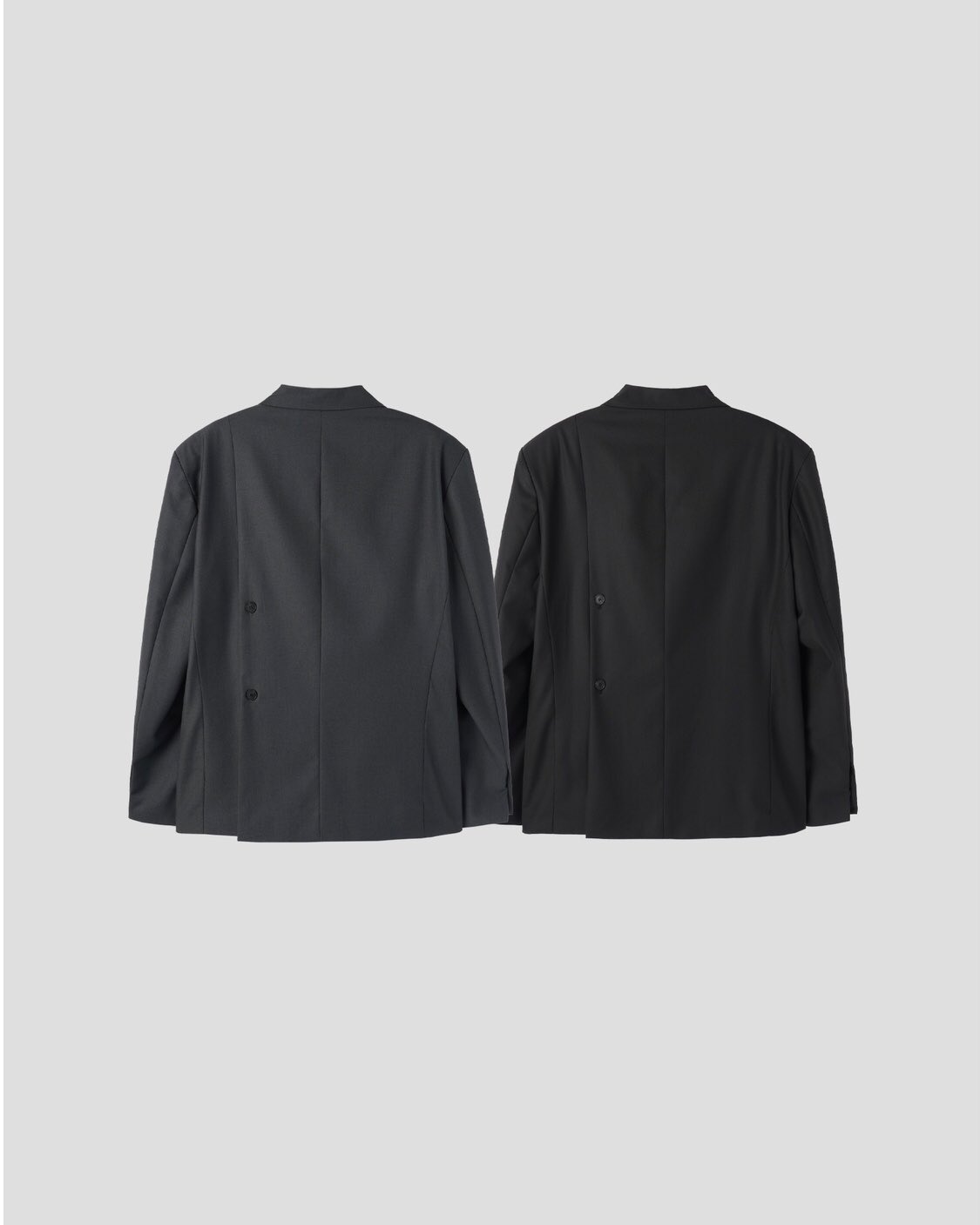 Corkage oversized single button blazer in Charcoal, flap pocket and front button close-up detail