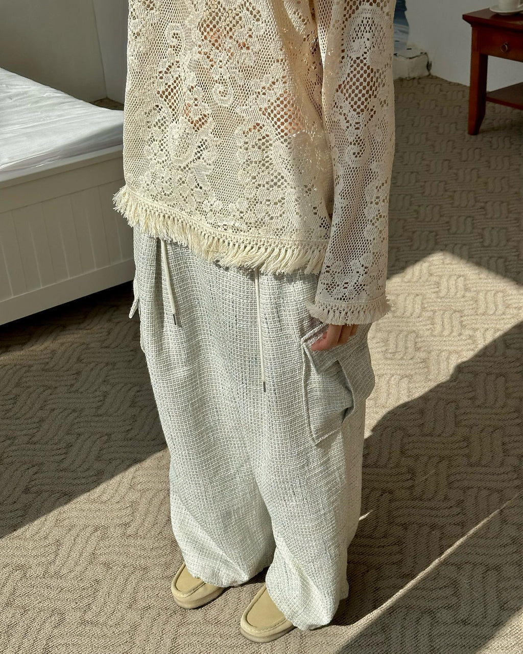 Floral Crochet Lace Fringe Hem Top