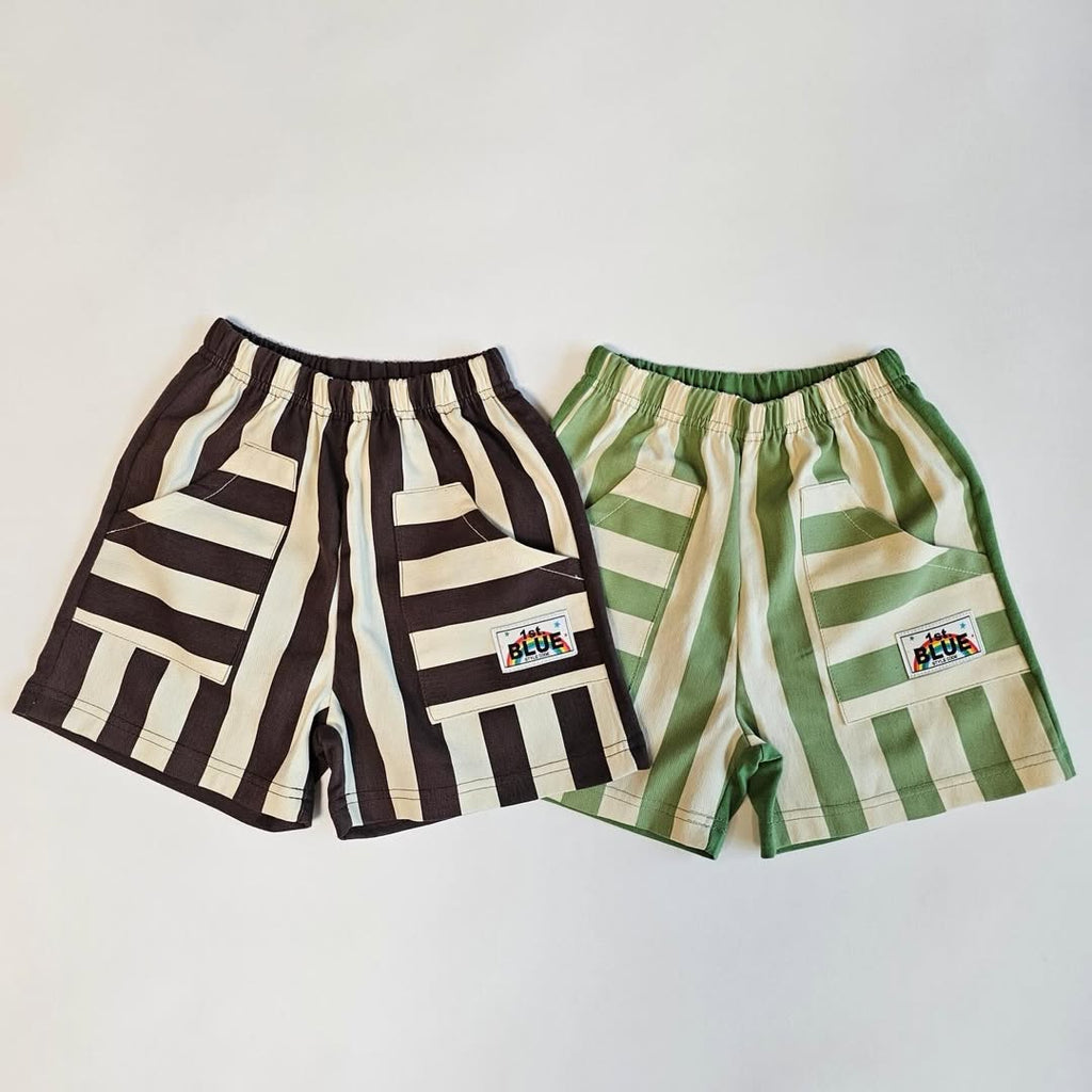(2pack) Firstblue Bold Stripe Cotton Shorts — Kids