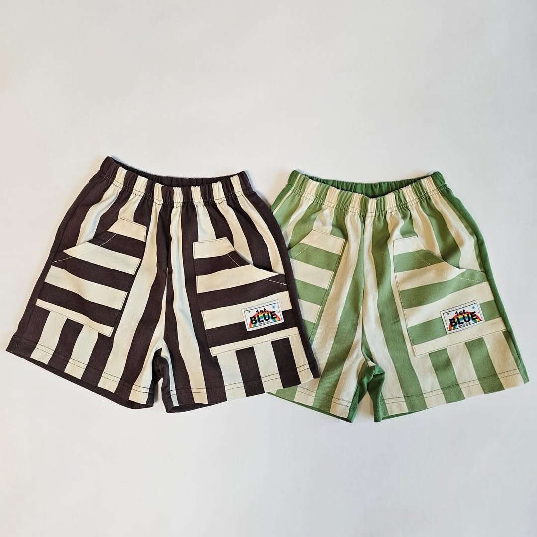 (2pack) Firstblue Bold Stripe Cotton Shorts — Kids