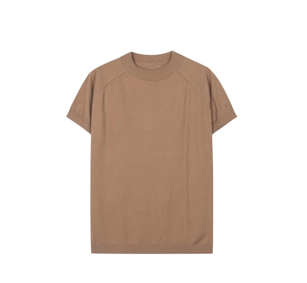 Raglan Sleeve Crew Neck Knit Tee — worn look side