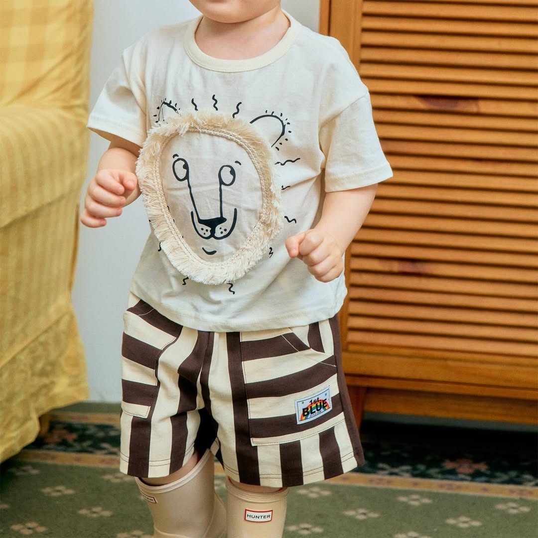 (2pack) Firstblue Bold Stripe Cotton Shorts — Kids