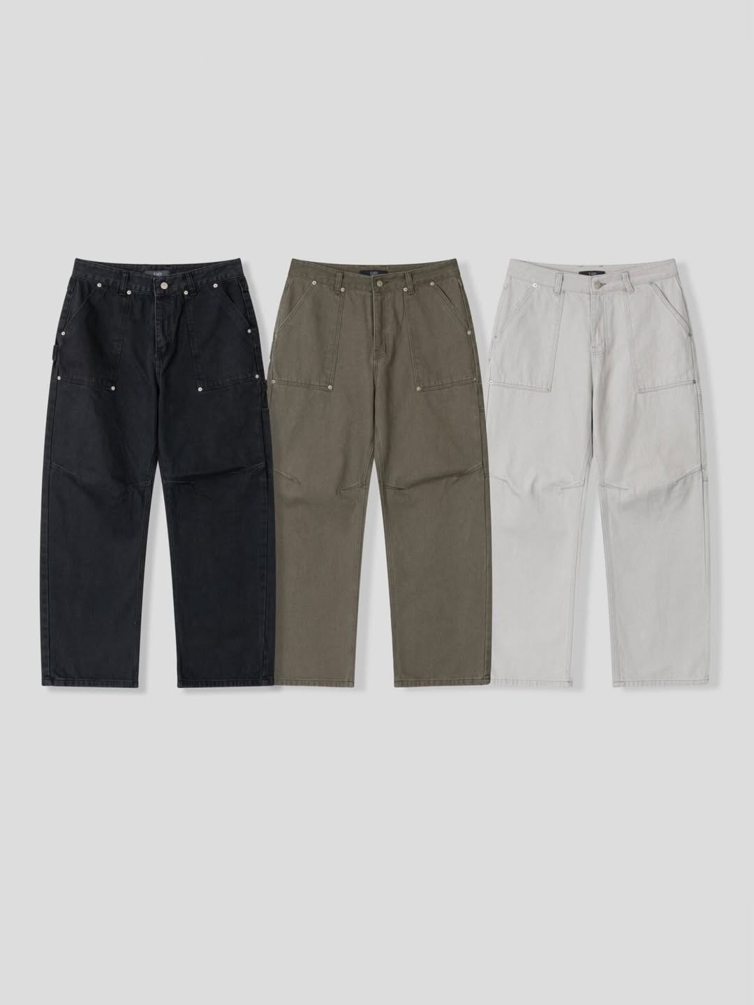 Earn Slow Fatigue Carpenter Wide Pants - Washed Cotton Canvas