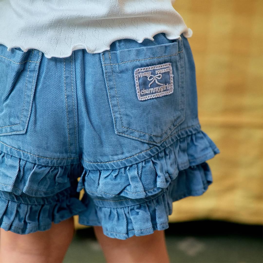 (2pack) Firstblue Ruffle Hem Denim Shorts — Kids
