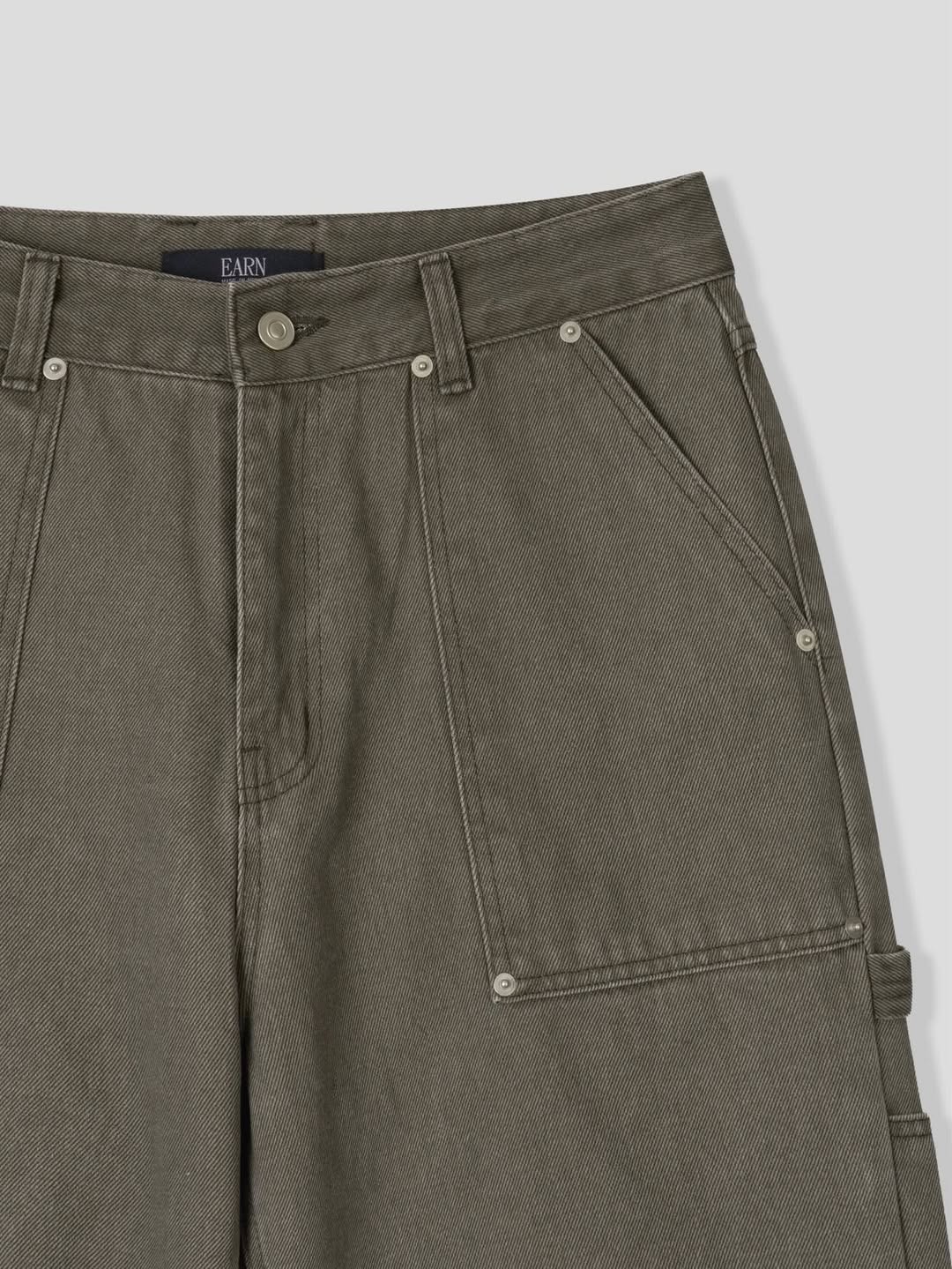 Earn Slow Fatigue Carpenter Wide Pants - Washed Cotton Canvas
