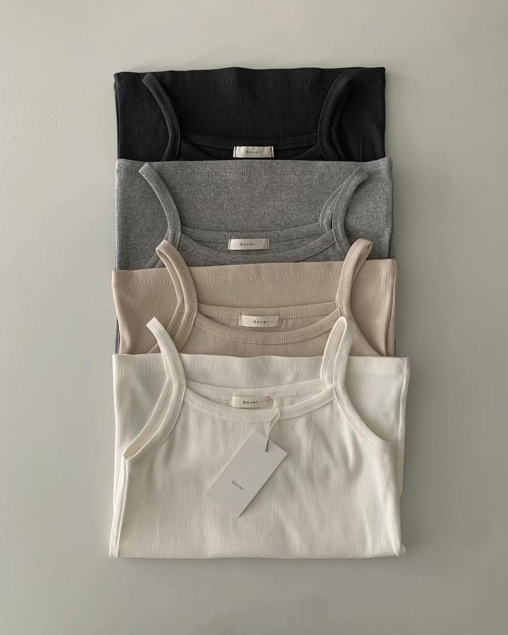 (2pack) Dover Layered Hem Ribbed Crop Tank Top — Square Neck