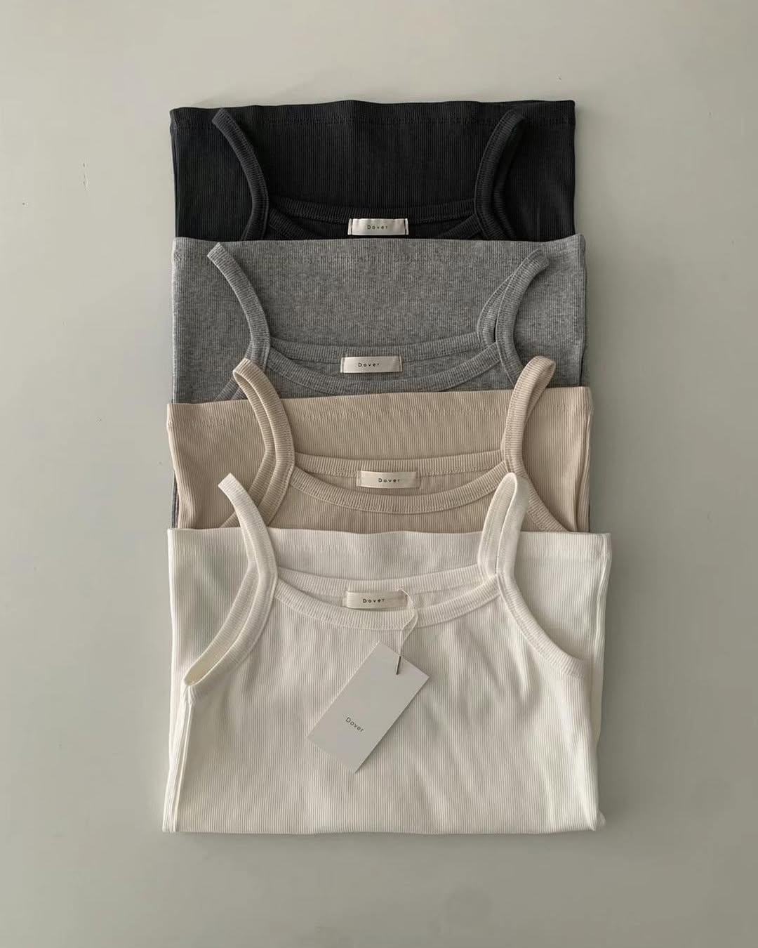 (2pack) Dover Layered Hem Ribbed Crop Tank Top — Square Neck