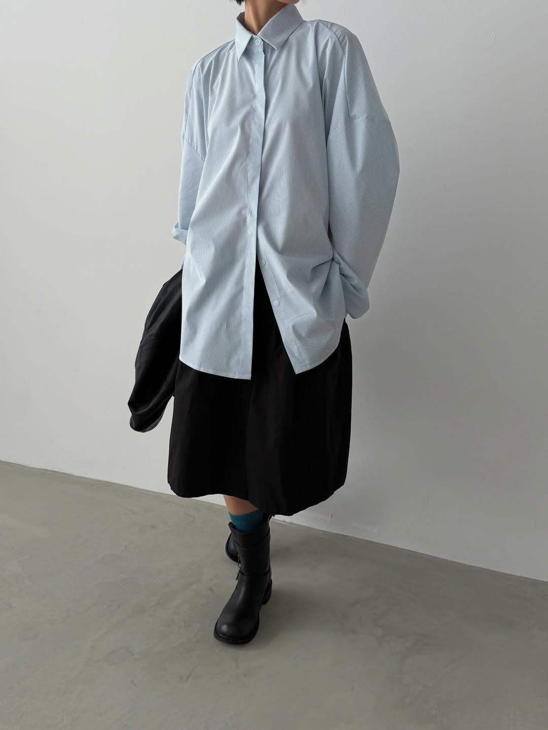 Favert Oversized Pinstripe Long Sleeve Shirt — Cotton Blend Wide Fit Button Front