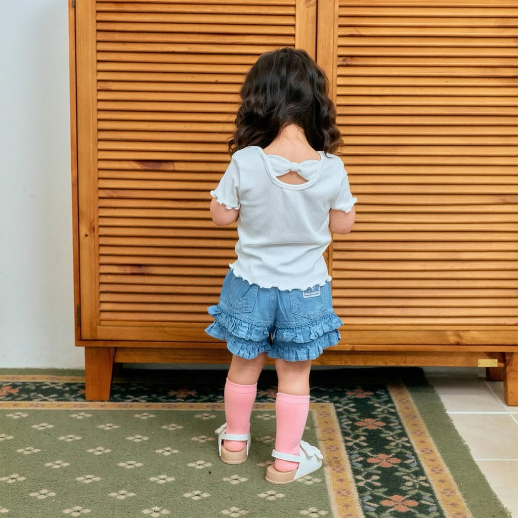 (2pack) Firstblue Ruffle Hem Denim Shorts — Kids
