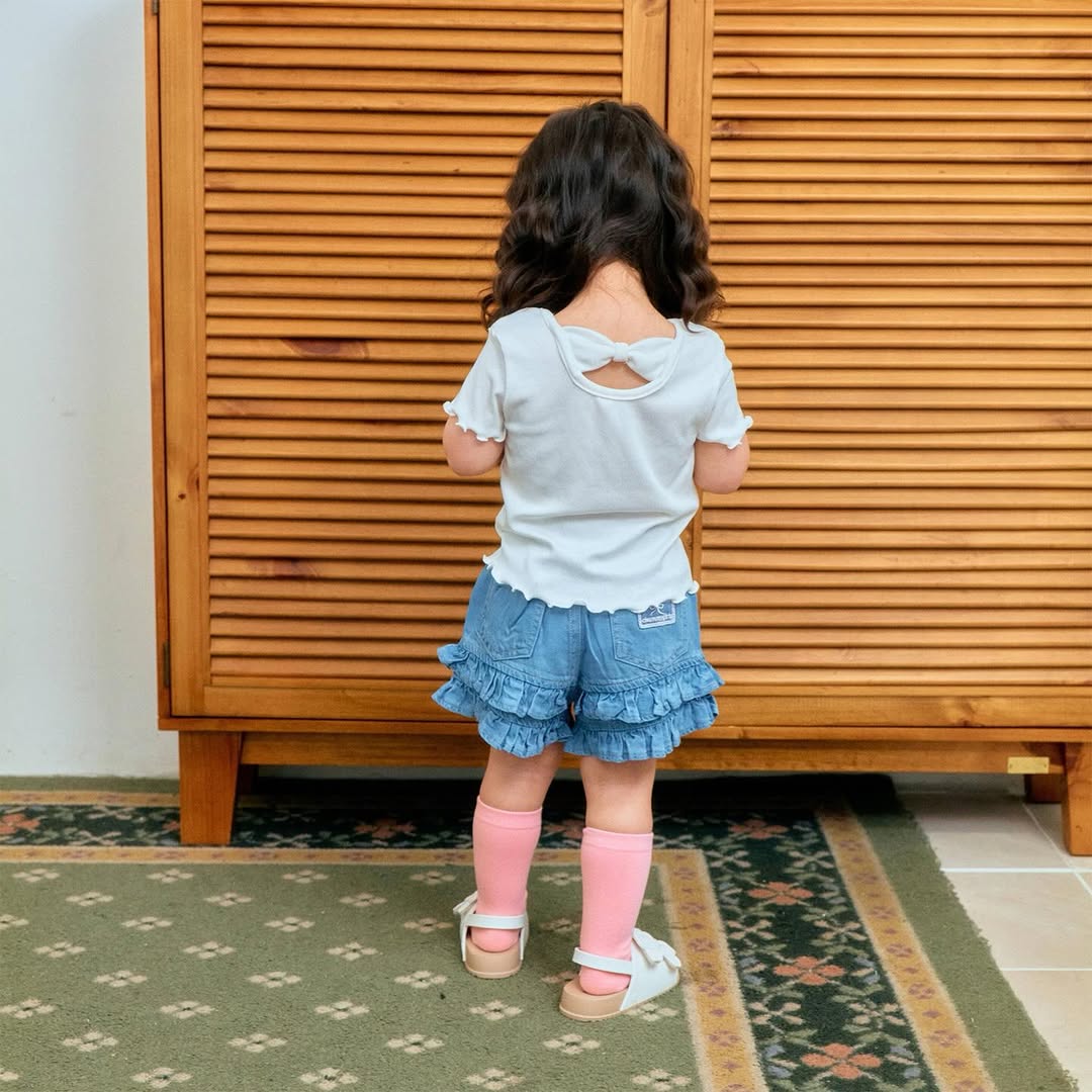 (2pack) Firstblue Ruffle Hem Denim Shorts — Kids