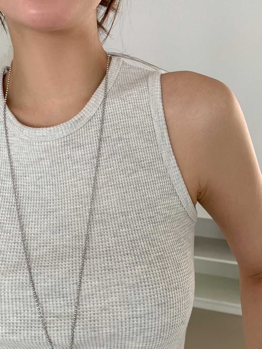 (2Pack)Moment Waffle Texture U-Neck Sleeveless Top — Bio-Washed Cotton