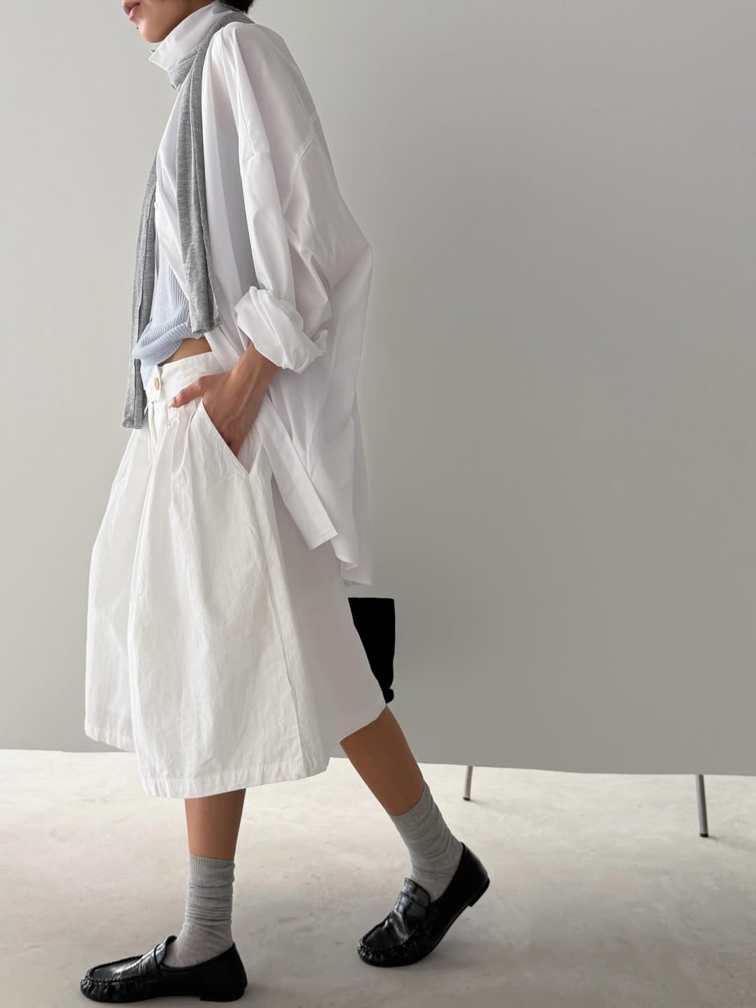 Favert Tuck Pleat Balloon Hem Midi Skirt — Cotton Elastic Waist Front Button