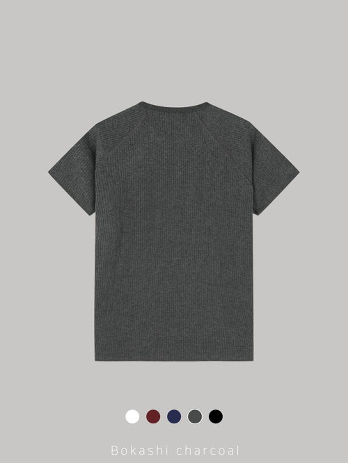 (2pack) Raglan Sleeve Cut-Detail Short Sleeve Top — Crew Neck