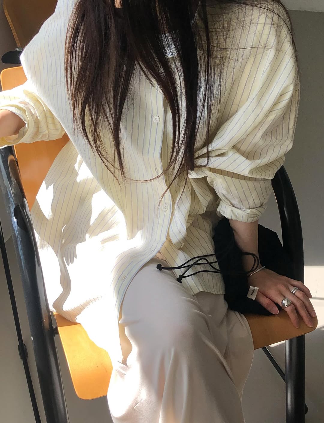 N&D Pinstripe Oversized Long Shirt