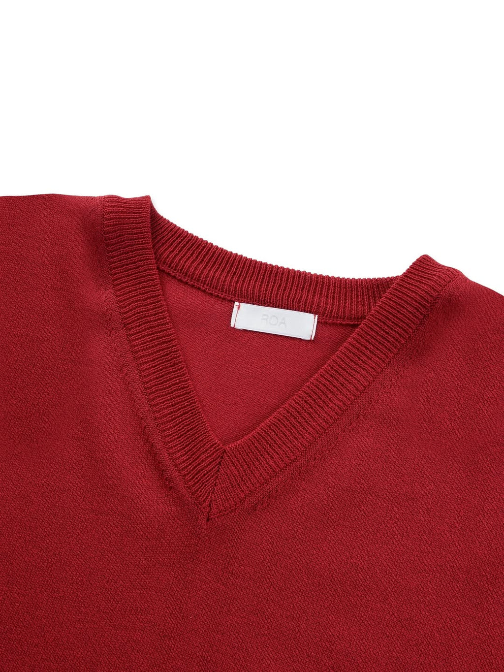 Maglione in maglia a V con maniche a palloncino in misto lino
