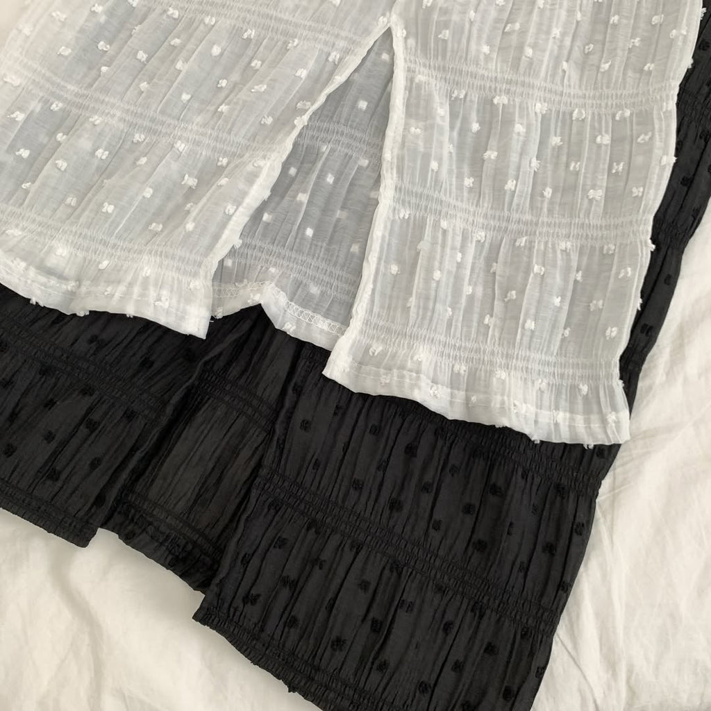 Merrymore Popcorn Texture Long Skirt — Low Rise Elastic Waist One Size