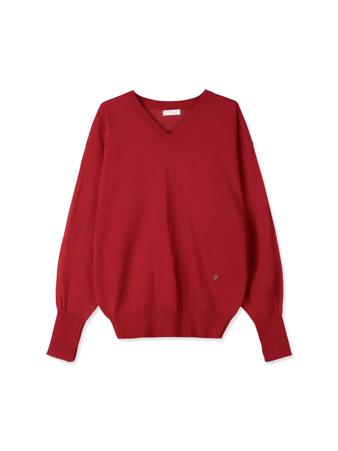Maglione in maglia a V con maniche a palloncino in misto lino