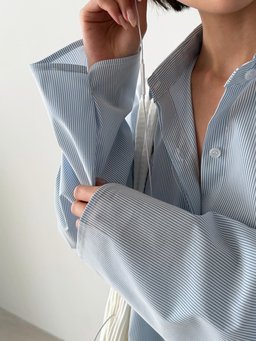 Favert Oversized Pinstripe Long Sleeve Shirt — Cotton Blend Wide Fit Button Front