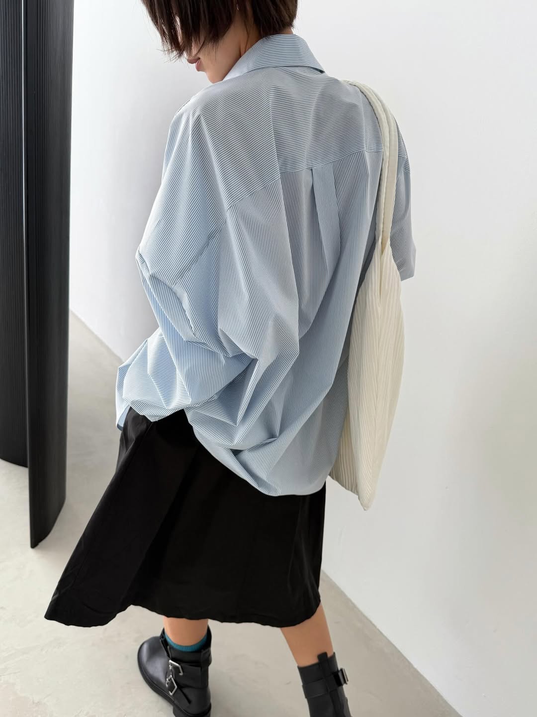 Favert Oversized Pinstripe Long Sleeve Shirt — Cotton Blend Wide Fit Button Front