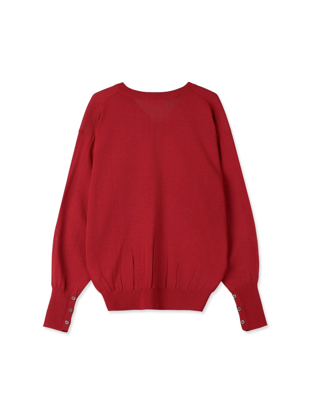 Maglione in maglia a V con maniche a palloncino in misto lino