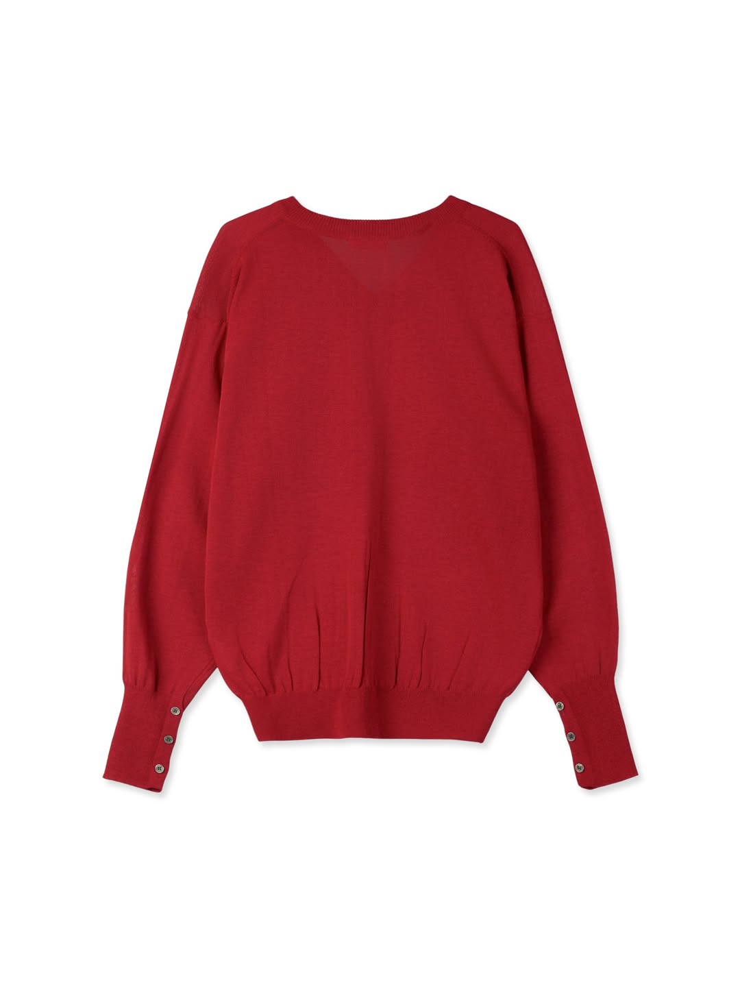 Maglione in maglia a V con maniche a palloncino in misto lino