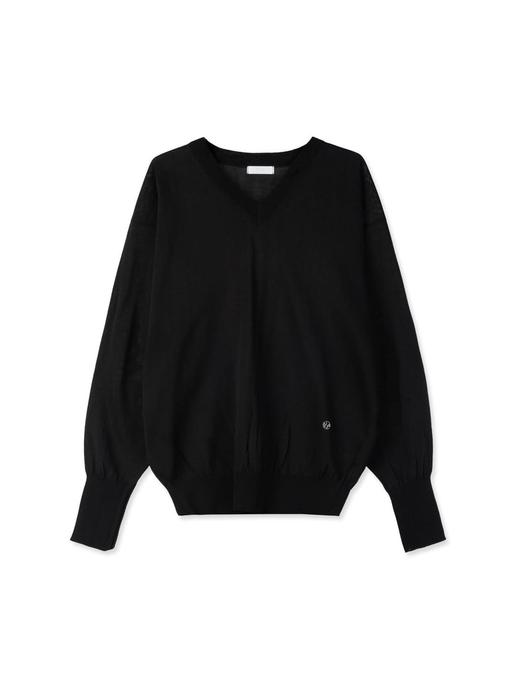 Maglione in maglia a V con maniche a palloncino in misto lino