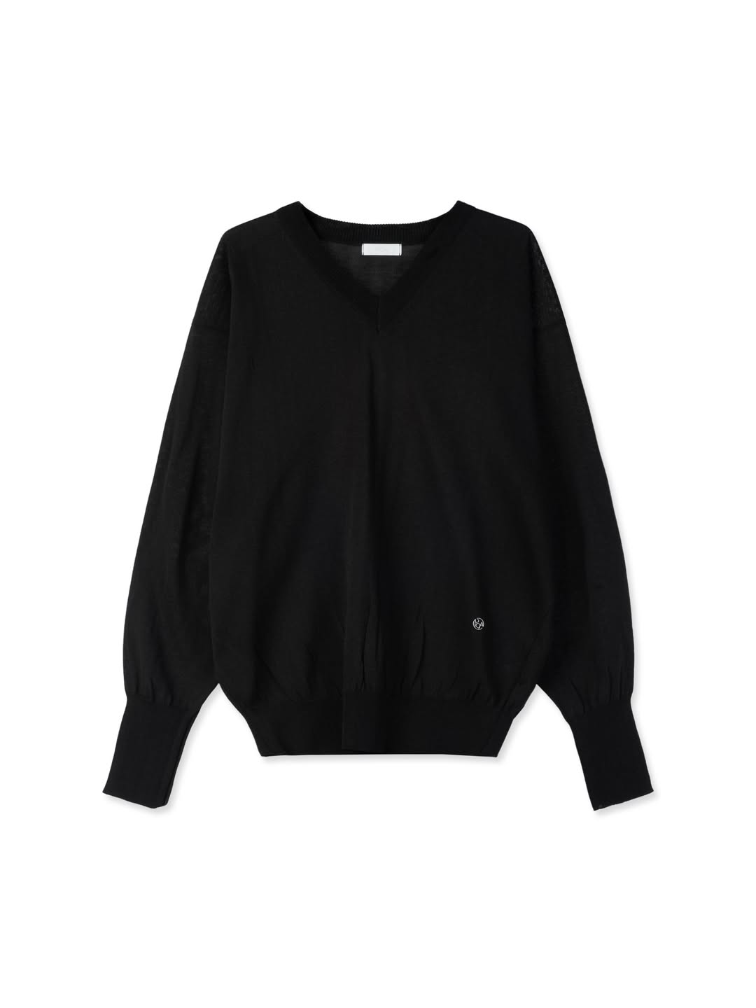 Maglione in maglia a V con maniche a palloncino in misto lino