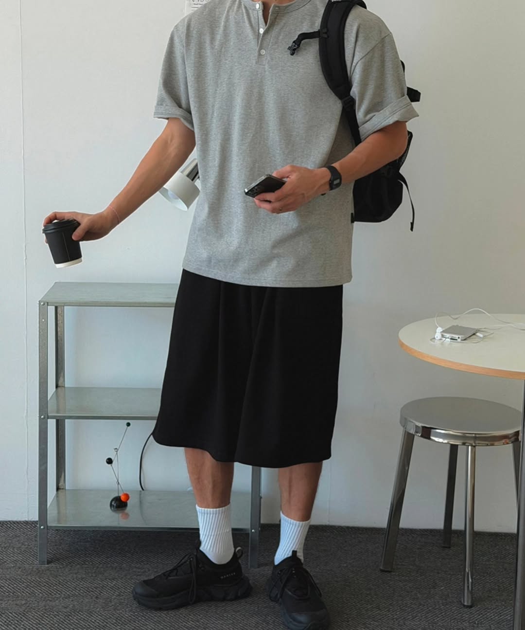 Grab Henley Neck Oversized Short Sleeve T-Shirt