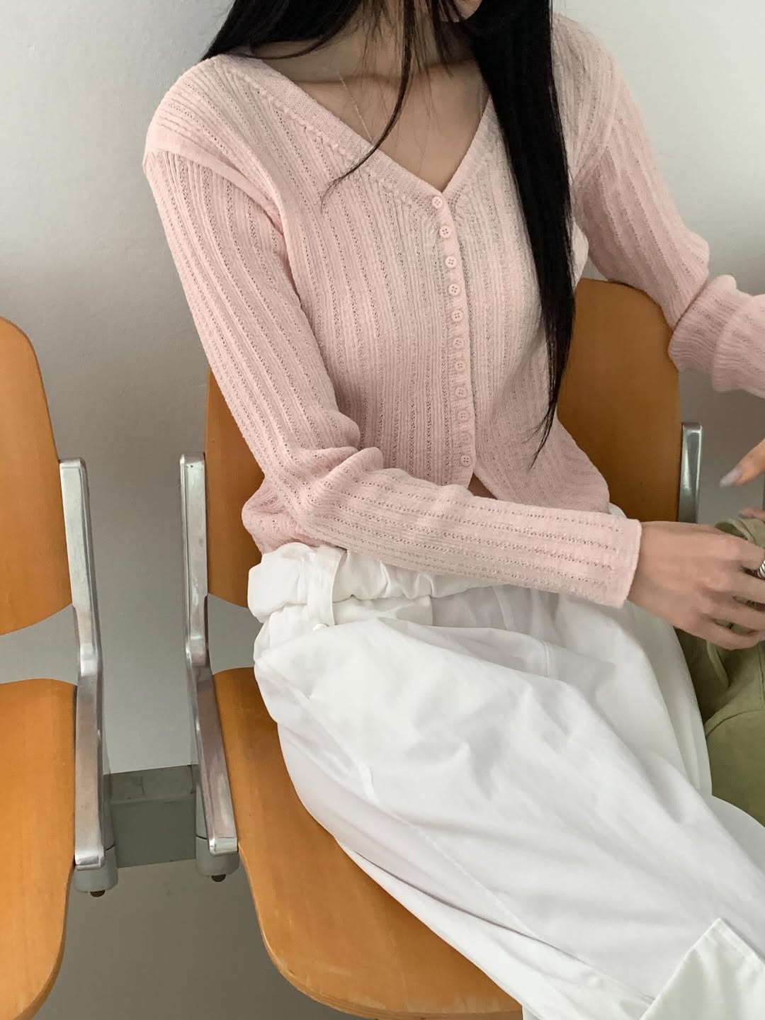 Merrymore Linen Blend Openwork Knit Cardigan